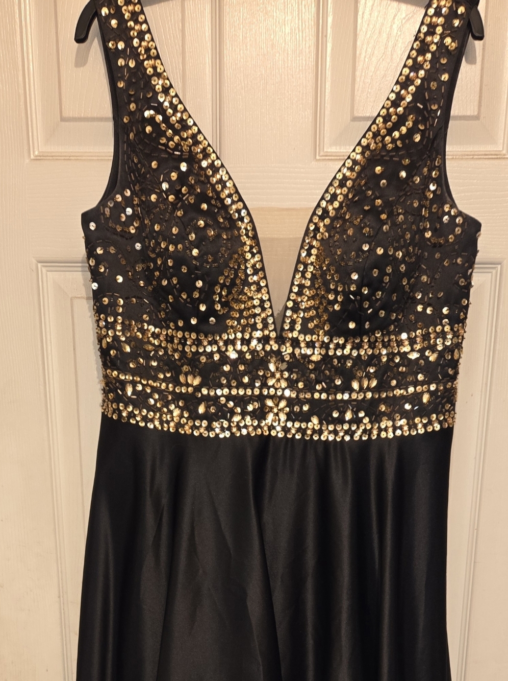 JJs House Black A-Line Skirt with Gold Sequin Band